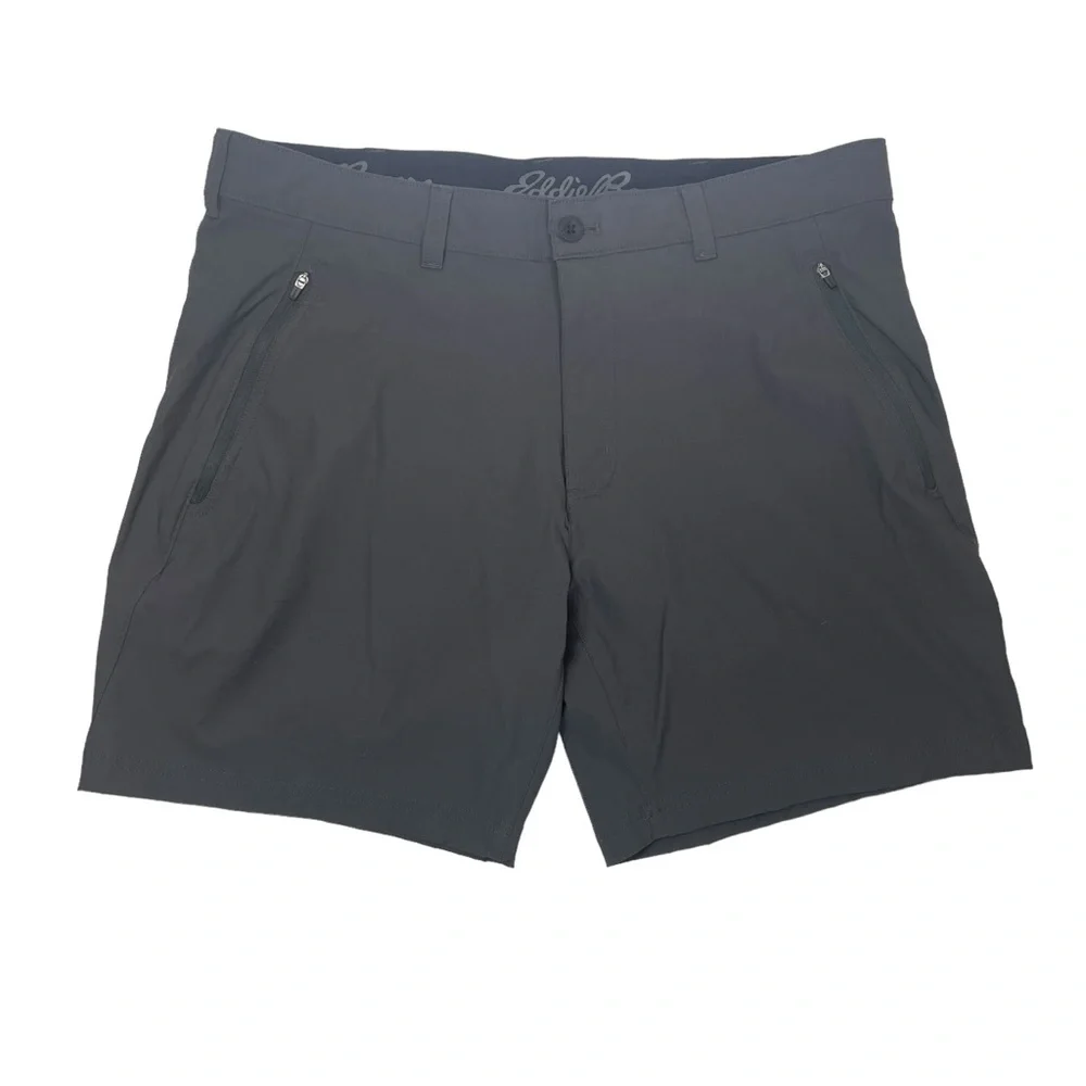 Eddie Bauer Shorts Men's 38 Nylon Grey Stretch Hiking Performance Zip Pockets - Picture 2 of 9